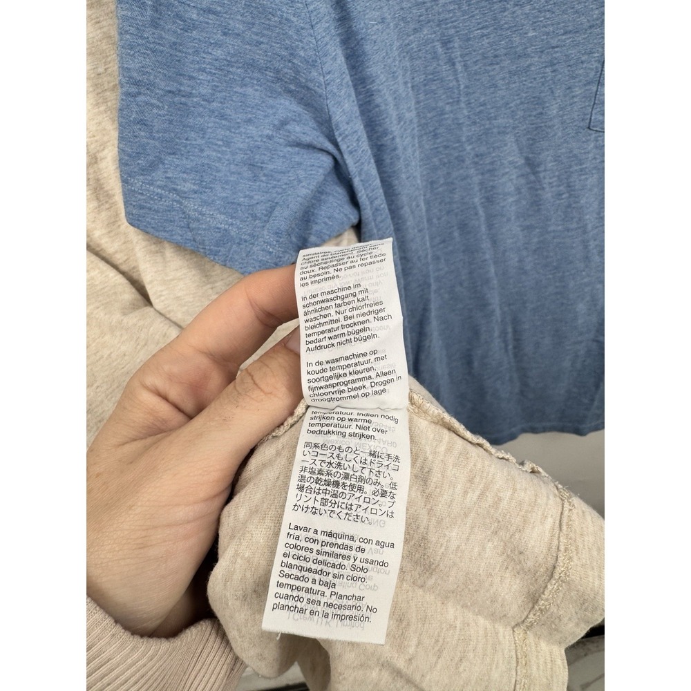 J. Crew Lot Of 2 Slim Washed T-Shirt Men Large Blue Biege Casual Basic Lounge - Picture 6 of 7